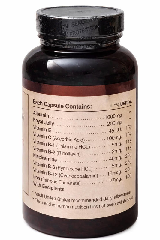 Nature-Bio Albumin Forte Royal Jelly softgels closeup highlights heart and immune wellness potential