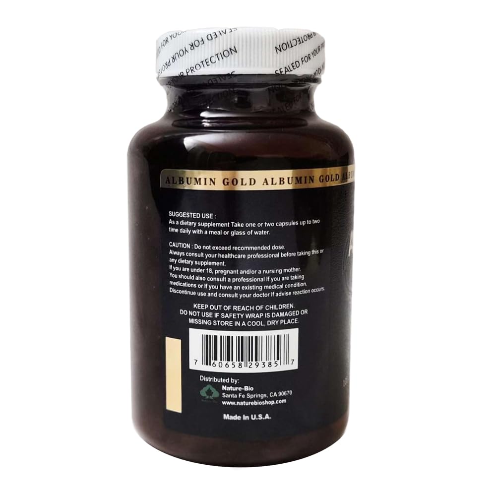Nature-Bio Premium Albumin Gold 5000 capsule close-up, high potency formula