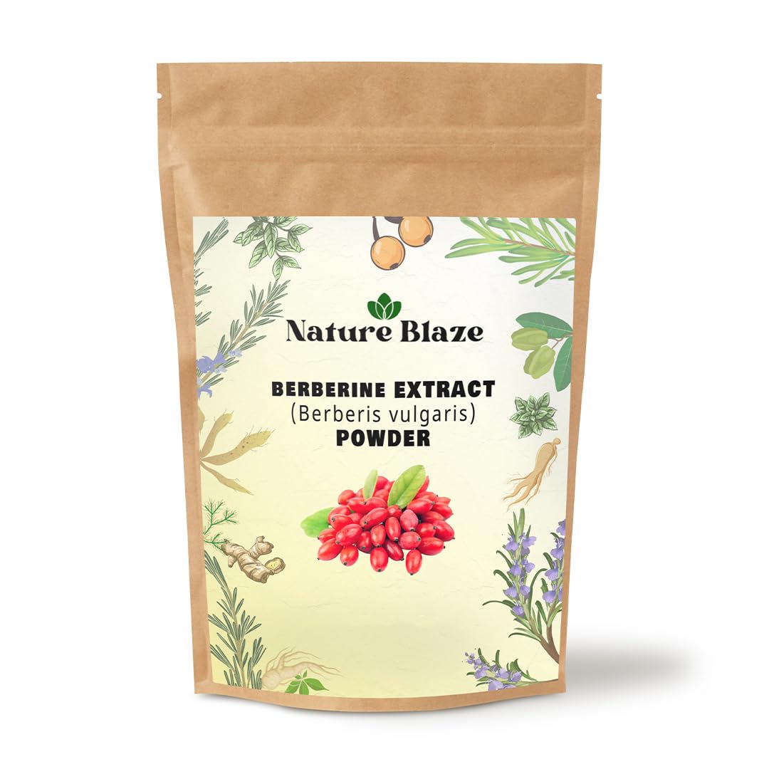 Nature Blaze berberine extract bottle with pure, additive free powder for daily wellness