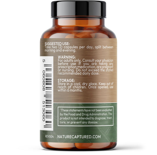Nature Captured H Pylori Control capsules close-up; convenient vegan capsules for daily use.
