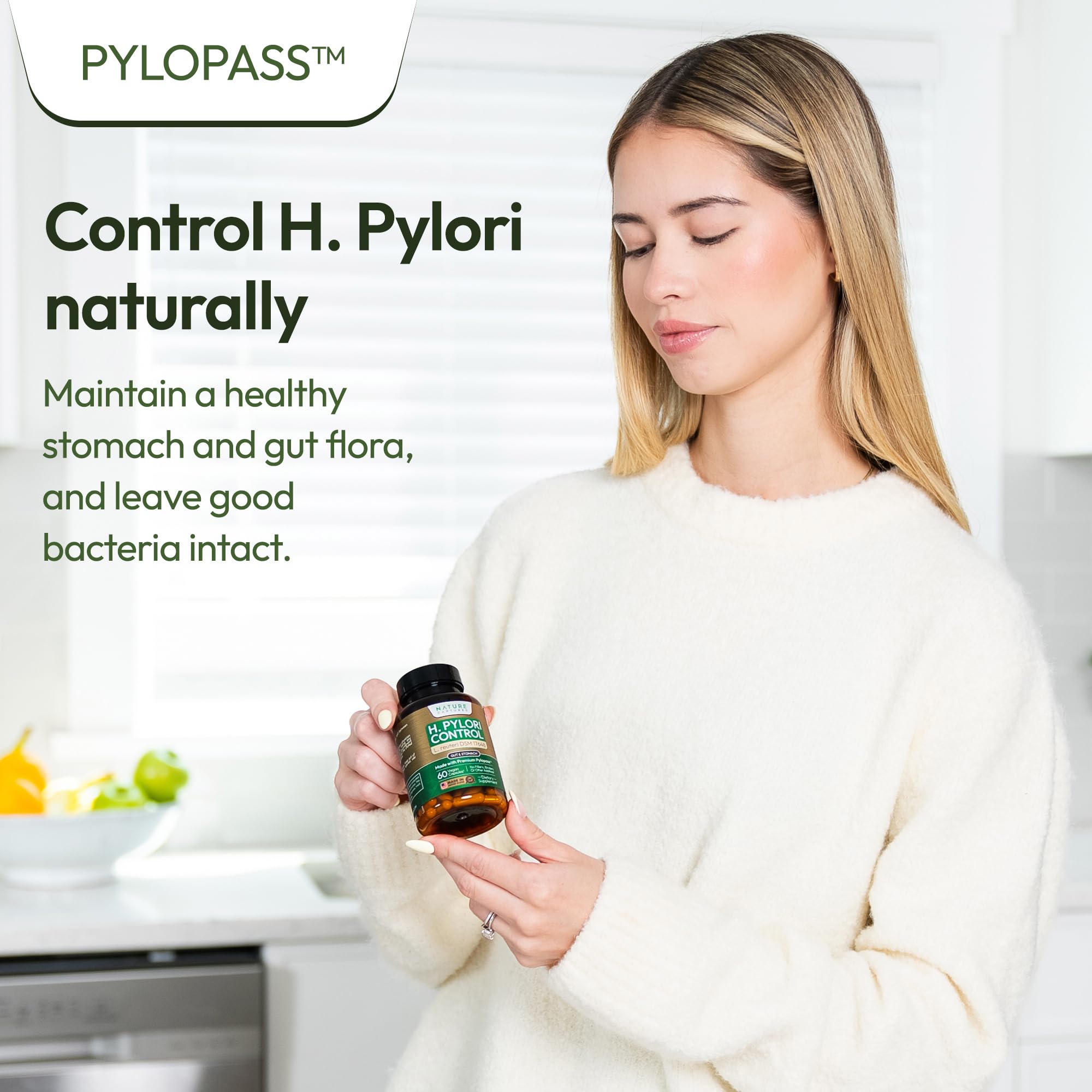 Nature Captured H Pylori Control packaging box; premium USA-made supplement packaging.