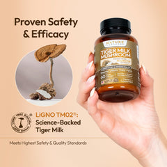 Nature Captured Tiger Milk Mushroom Extract lab scene shows quality checks and consistency.
