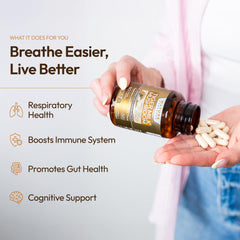 Nature Captured Tiger Milk Mushroom Extract bottle on shelf for easy daily lung support.