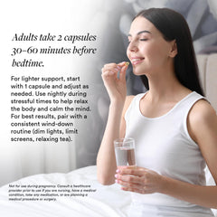 Nature Generation Organic Sleep Supplement on nightstand beside glass of water