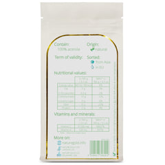 Nature Gold Acerola Powder bottle label highlights purity and no additives.