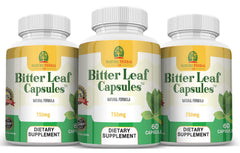 Closeup of Nature Herbal Life Bitter Leaf Capsules emphasizes easy-to-swallow design.