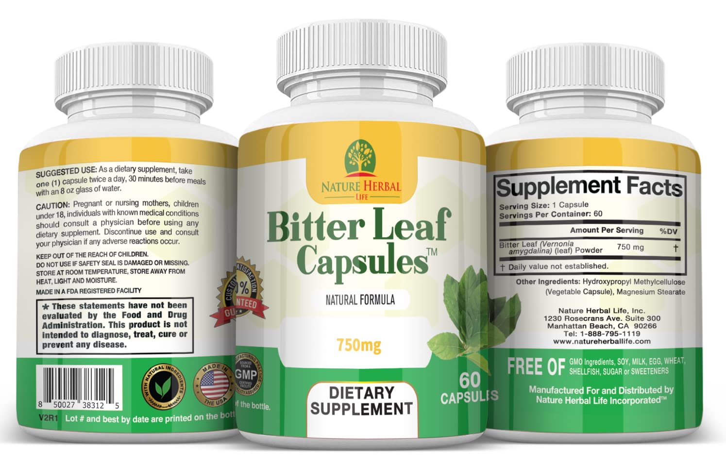 Nature Herbal Life Bitter Leaf Capsules shown during daily wellness routine with water.