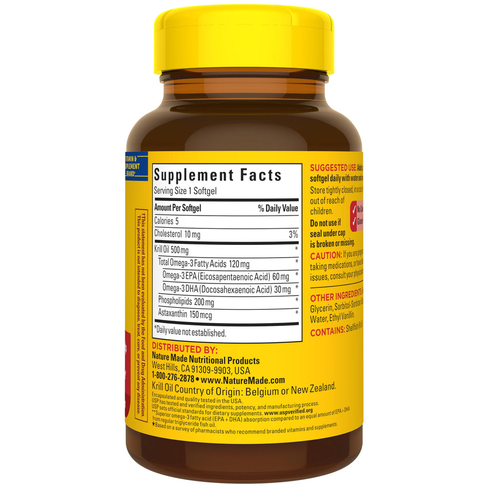 100 softgels provide a convenient 100-day supply of krill oil.