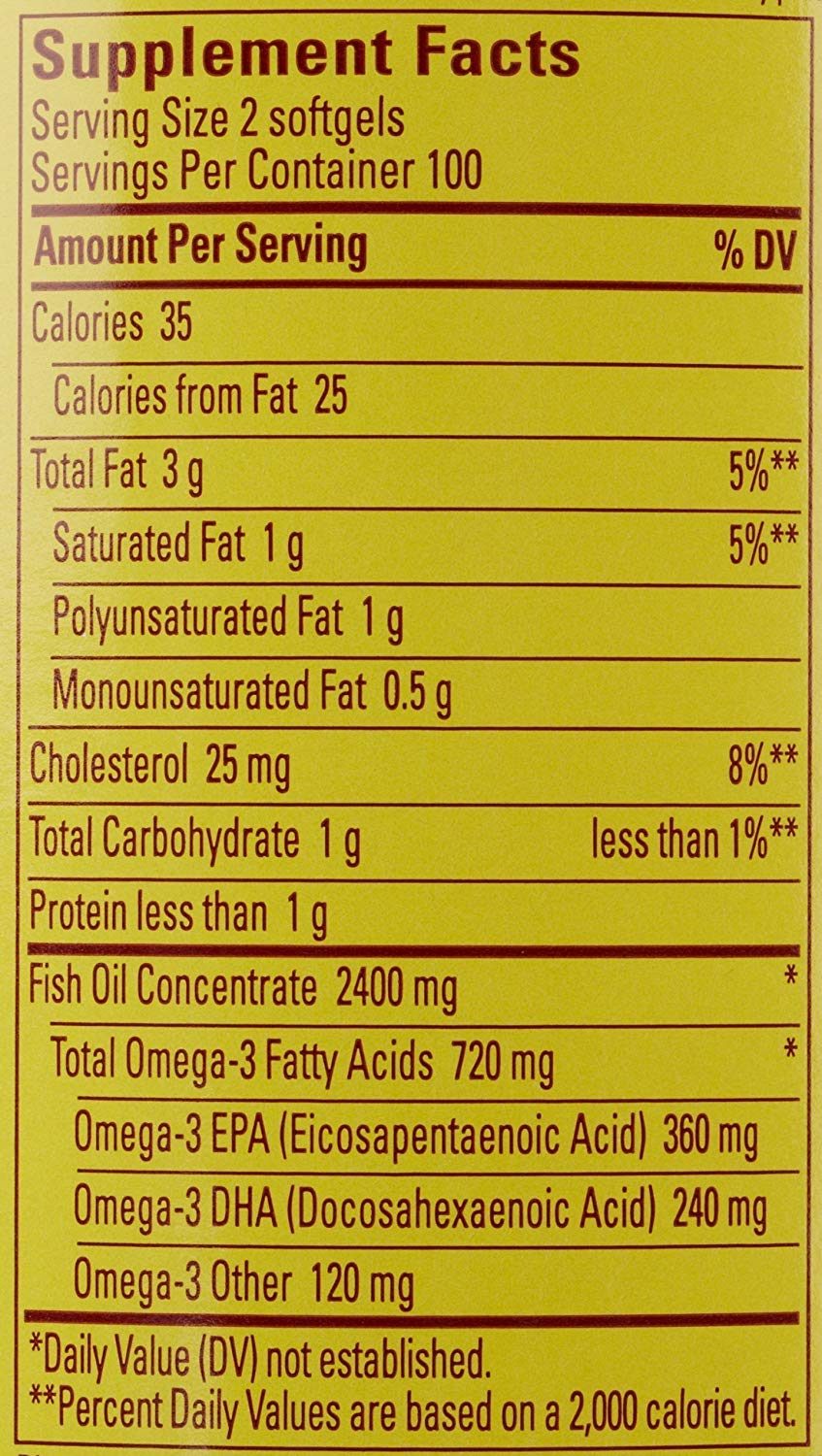 Nature Made Burp-Less Fish Oil 1200 mg softgels being poured for convenient serving