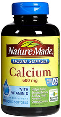 Nature Made Calcium 600 mg softgel bottle supports bone health