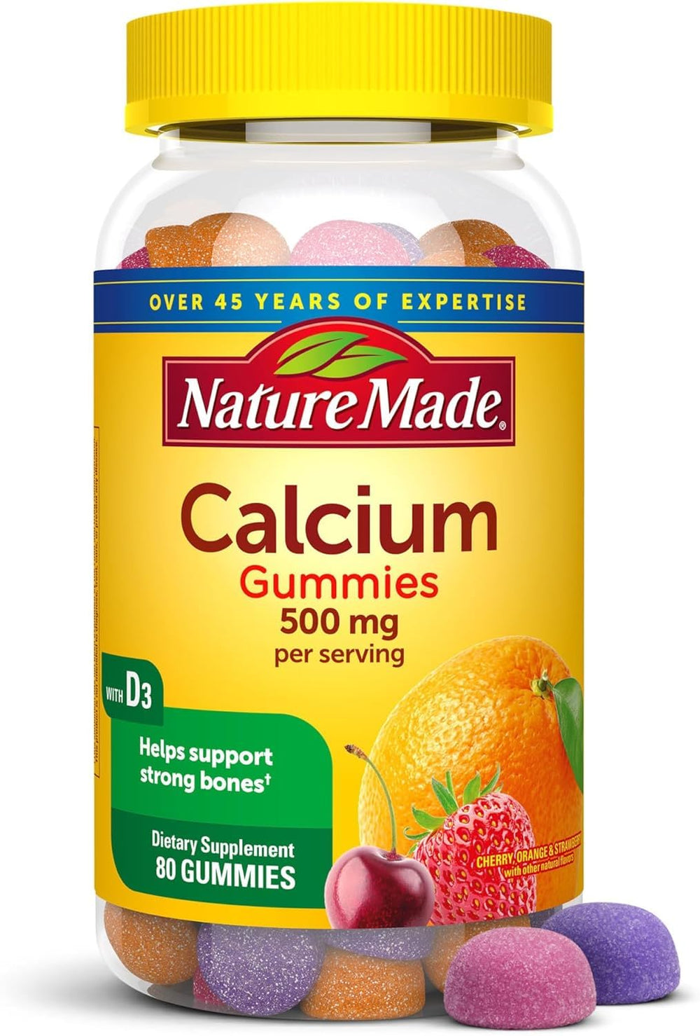 Nature Made Calcium Adult Gummies bottle front view for daily use