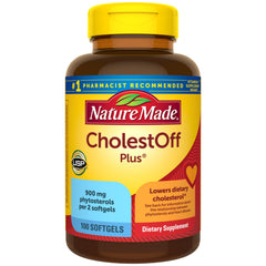 Nature Made CholestOff Plus bottle with softgels for daily plant sterol intake