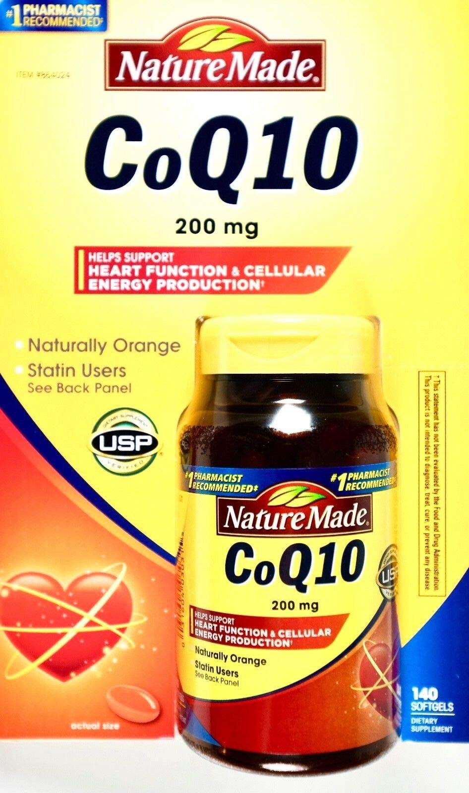 Nature Made CoQ10 200 mg bottle with orange softgels for energy support