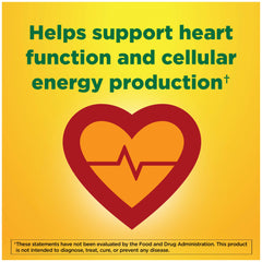 Nature Made CoQ10 200 mg softgels no artificial flavors icon emphasizes clean ingredients
