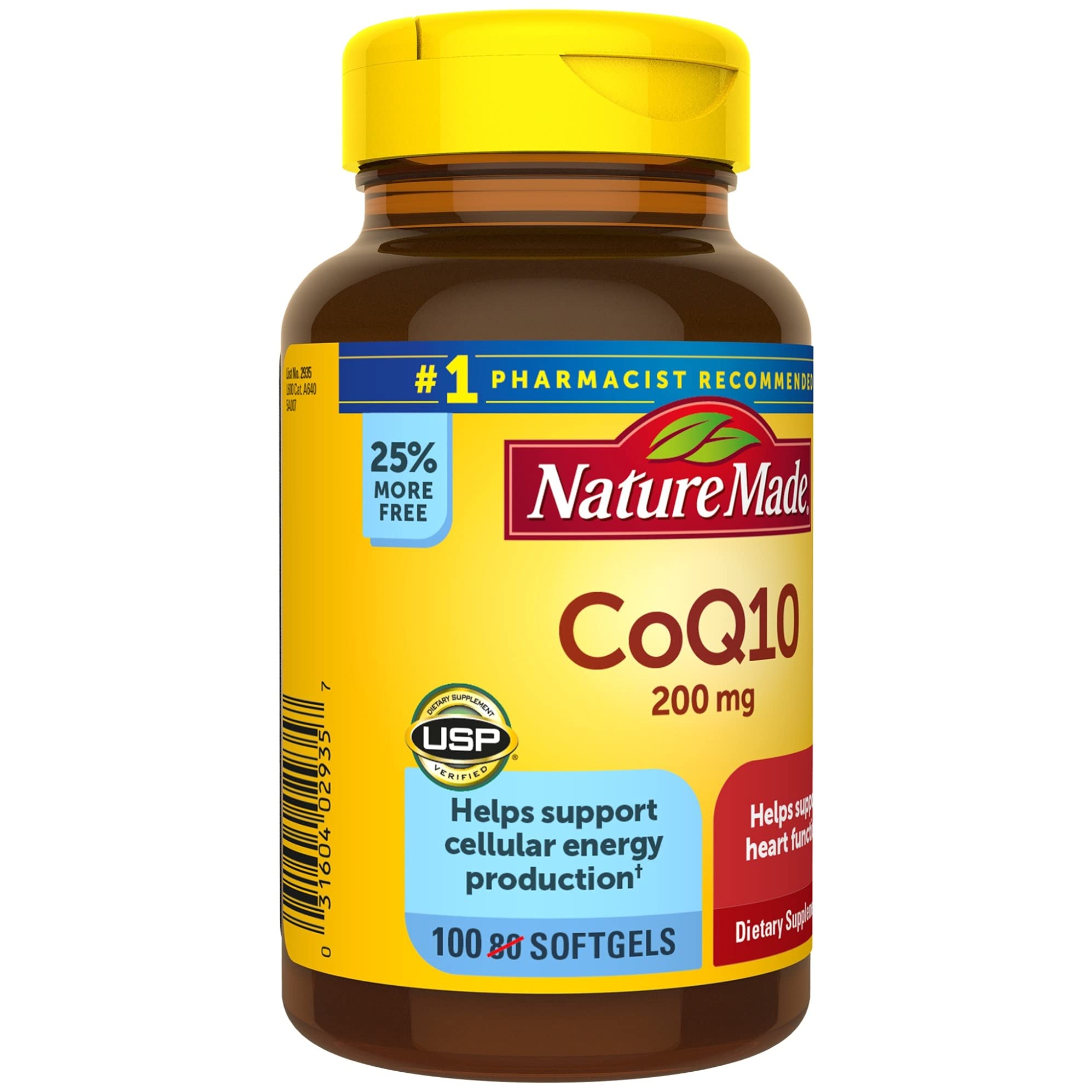 Nature Made CoQ10 200 mg softgels USP seal reinforces trusted quality