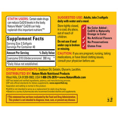 Back label directions on Nature Made CoQ10 bottle guide adult use.