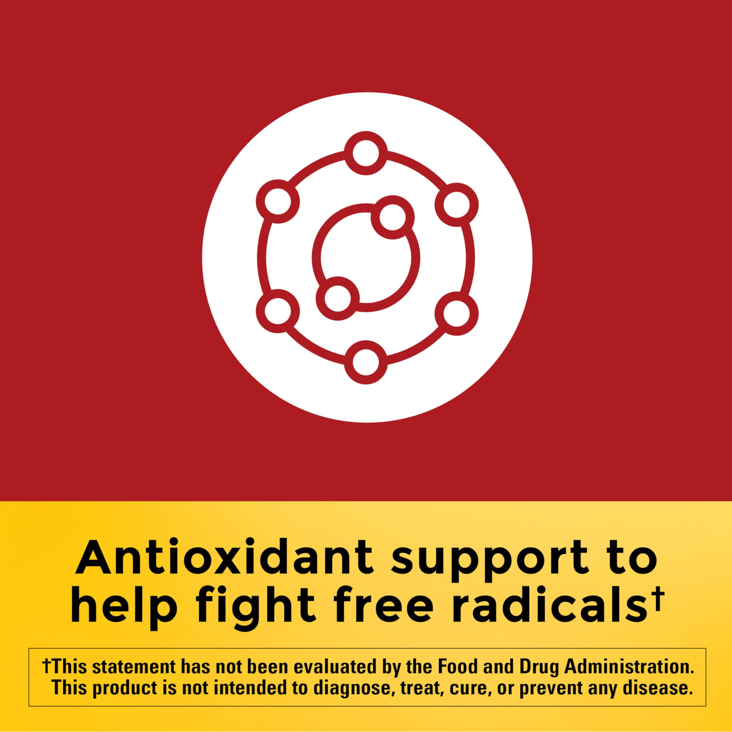 Close-up of Nature Made CoQ10 softgels bottle side-label highlights antioxidant support.
