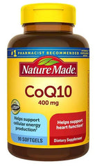 Nature Made CoQ10 400 mg softgel bottle with starch-free formula.