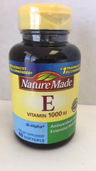 Nature Made dl-Alpha Vitamin E 1000 IU softgels bottle for daily use and convenience