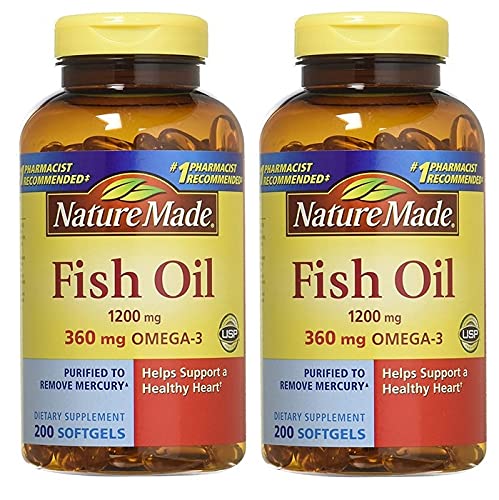 Nature Made Fish Oil 1200mg softgel bottle supports heart health as part of daily wellness.