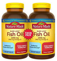 Nature Made Fish Oil Burp-Less bottle highlights easy-to-swallow softgels for daily omega-3.