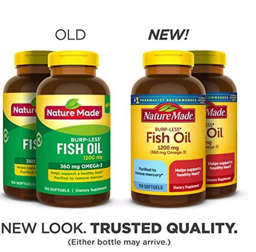 Nature Made Fish Oil Burp-Less capsules for convenient daily omega-3 intake.