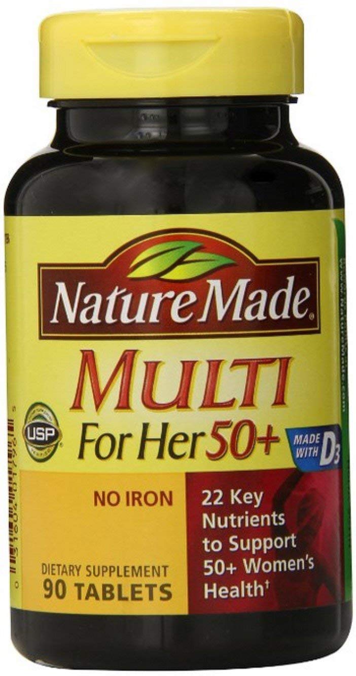 Nature Made Multi for Her 50+ bottle for daily nutrition support for women over 50.