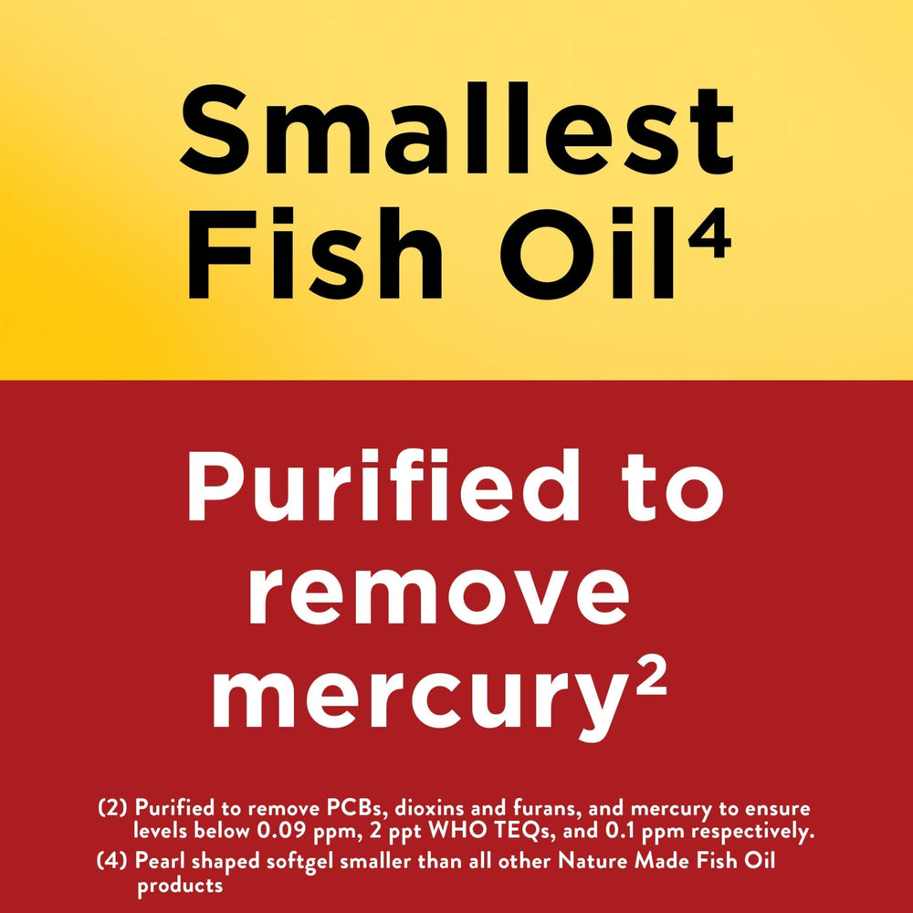 Nature Made Omega-3 label highlights EPA and DHA content and ethyl ester form.