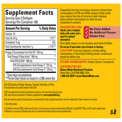 Nature Made Omega-3 three-softgel serving illustrates daily serving size.