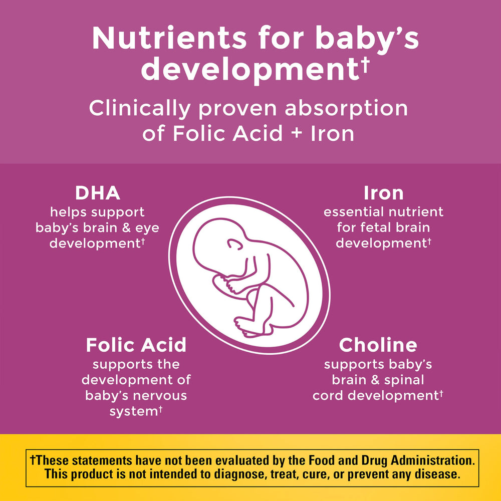 Nature Made Choline capsule close-up for brain support and prenatal nutrition.