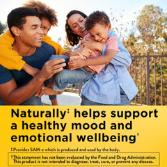 Nature Made SAM-e 200 mg bottle label close-up highlighting gluten-free status.