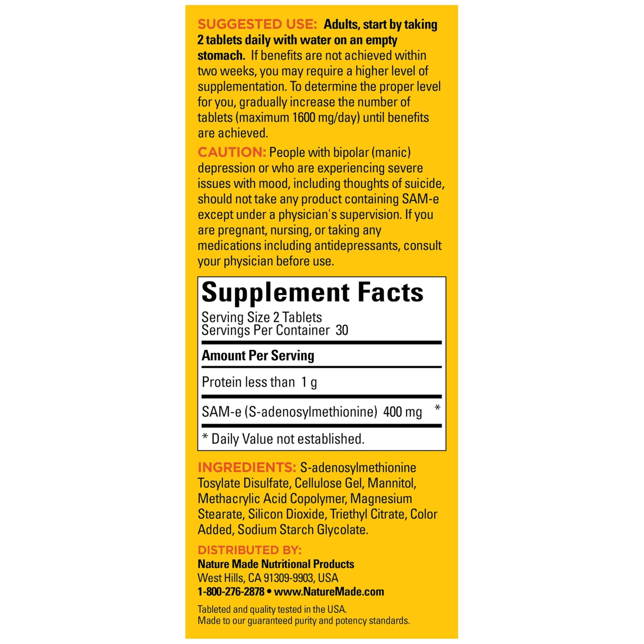 Nature Made SAM-e 200 mg bottle on-the-go packaging for daily routine.