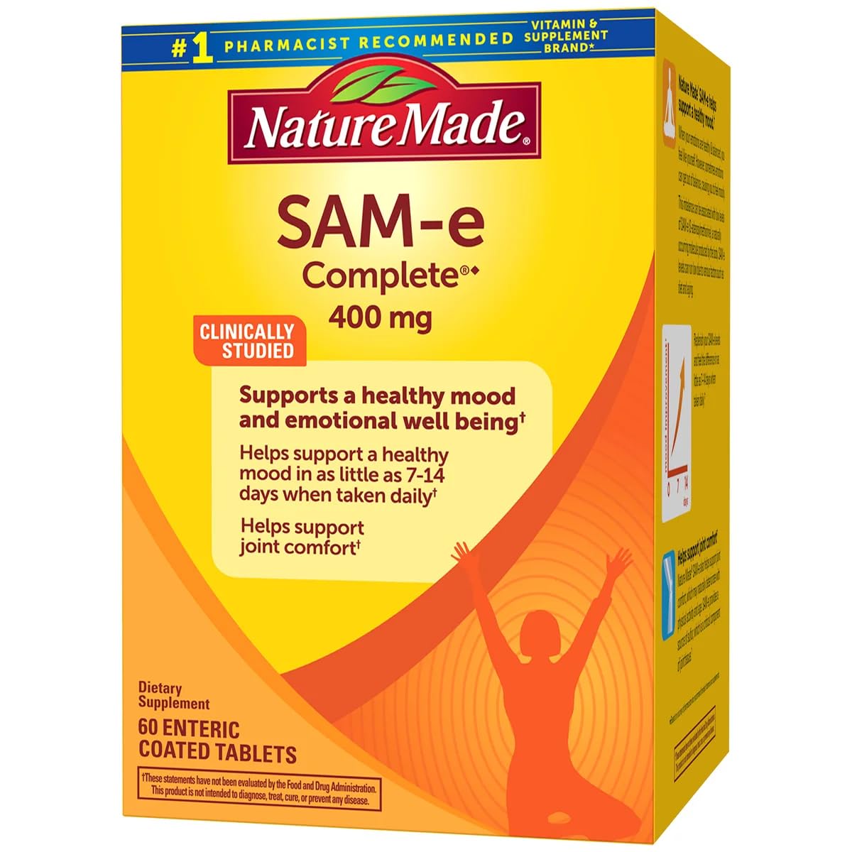 Nature Made SAM-e Complete 400 mg tablets ready for daily use in a bottle.
