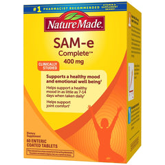 Nature Made SAM-e Complete 400 mg tablets ready for daily use in a bottle.