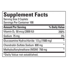 Nature Made TripleFlex ingredients label with glucosamine, chondroitin, MSM for joint support