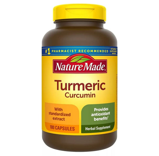 Nature Made Turmeric Curcumin 500 mg capsules bottle for easy daily use