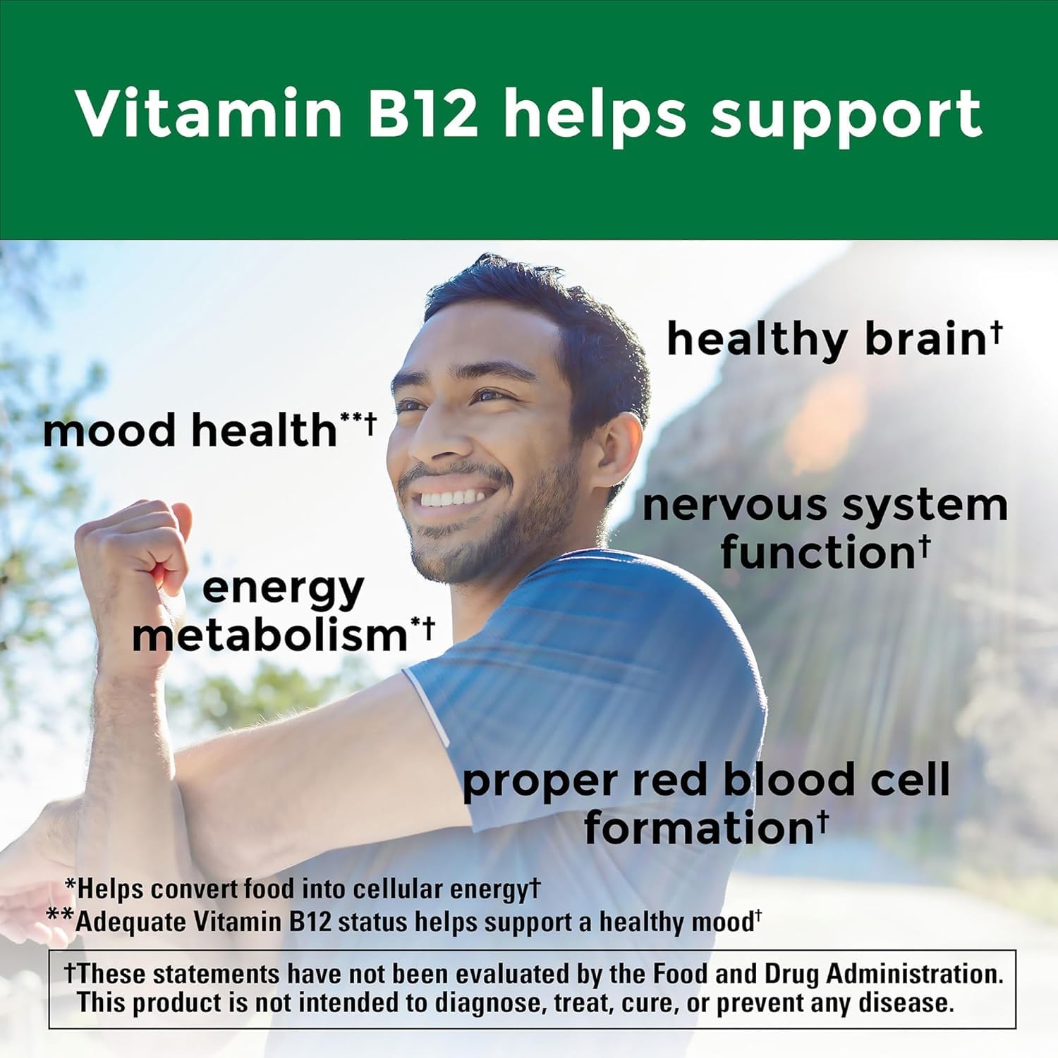 Nature Made Vitamin B-12 1000 mcg Timed Release tablet close-up showing dosage form