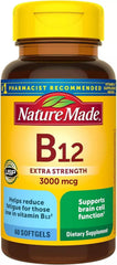 Nature Made Vitamin B-12 Softgels bottle front—supports energy metabolism.