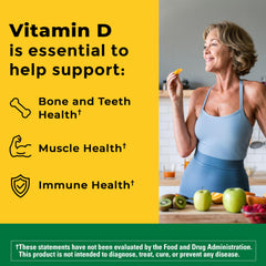 Nature Made Vitamin D3 5000 IU softgels label detail highlights high potency and purity