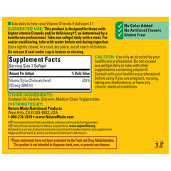 Nature Made Vitamin D3 5000 IU softgels with USP verification seal confirms potency