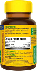 Nature Made Vitamin E 400 IU softgels close-up capsules for easy dosing.