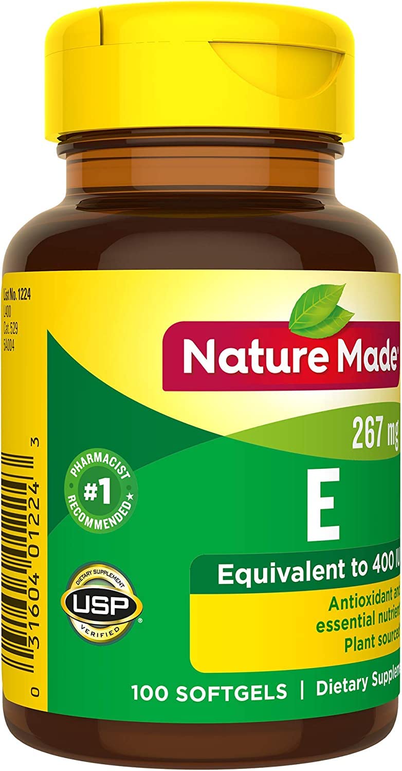 Nature Made Vitamin E 400 IU plant-sourced softgels close-up.