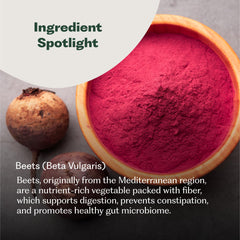 Nature M.D. Fiber 365 gummies beets image emphasizes prebiotic power