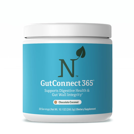 Nature M.D. GutConnect 365 chocolate coconut bottle shown for daily gut support