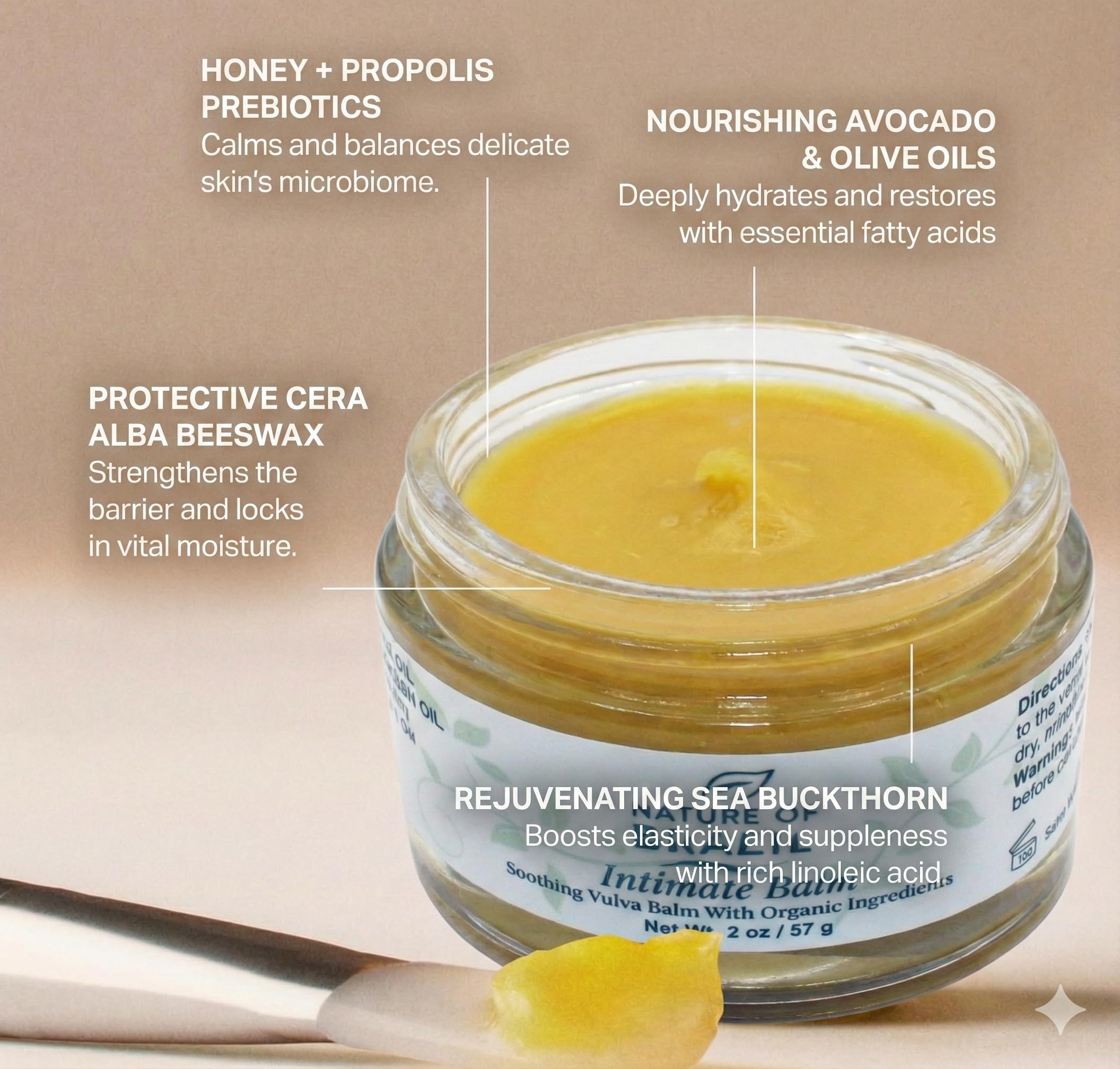 Nature of Brazil Vulva Balm application demonstrates easy nightly use