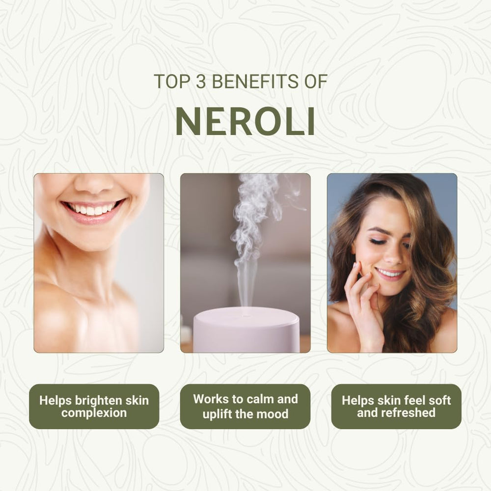 Neroli aroma diffusing scene with Nature Packaged branding for diffuser use
