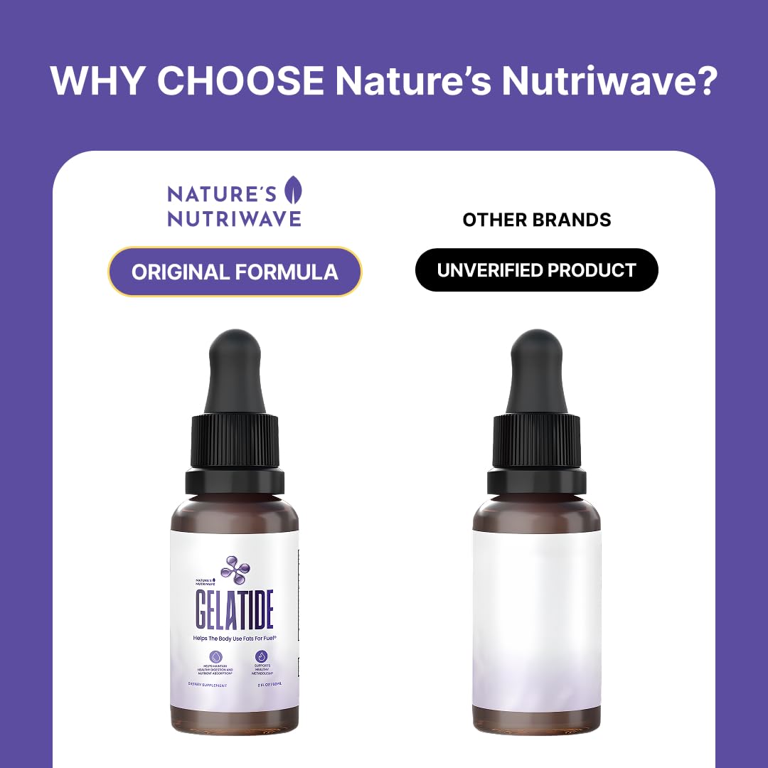 Nature’s NutriWave GELATIDE ingredient blend closeup highlights botanical extracts.
