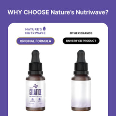 Nature’s NutriWave GELATIDE ingredient blend closeup highlights botanical extracts.