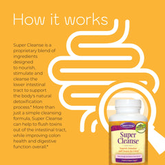 Nature's Secret Super Cleanse 14-herb blend visual emphasizes detox and digestive balance