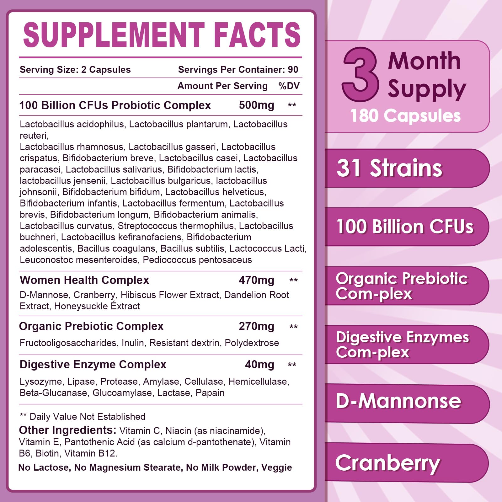Nature Target D-mannose component adds urinary tract wellness to routine.